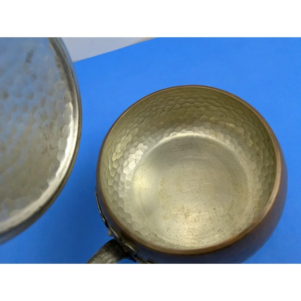 Vintage Swiss Made Stockli Hammered Copper Metal Chef Pot Wood Handle for Stove